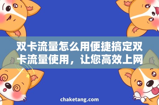 双卡流量怎么用便捷搞定双卡流量使用，让您高效上网畅行无阻！