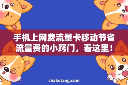 手机上网费流量卡移动节省流量费的小窍门，看这里！
