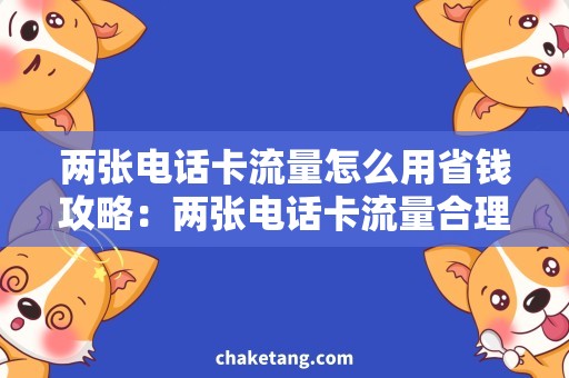 两张电话卡流量怎么用省钱攻略：两张电话卡流量合理分配技巧