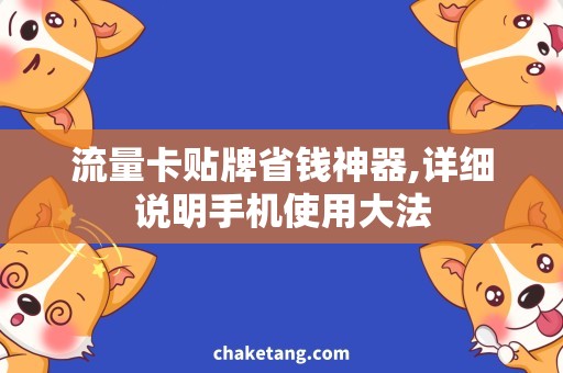 流量卡贴牌省钱神器,详细说明手机使用大法