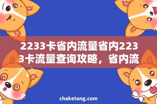 2233卡省内流量省内2233卡流量查询攻略，省内流量充值方法详解