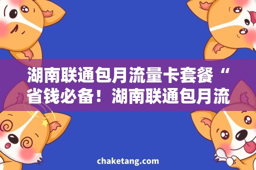 湖南联通包月流量卡套餐“省钱必备！湖南联通包月流量卡”
