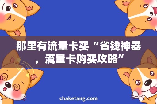 那里有流量卡买“省钱神器，流量卡购买攻略”