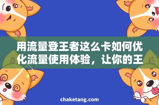 用流量登王者这么卡如何优化流量使用体验，让你的王者之路更加顺畅