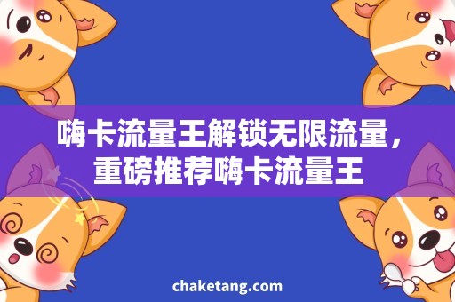 嗨卡流量王解锁无限流量，重磅推荐嗨卡流量王