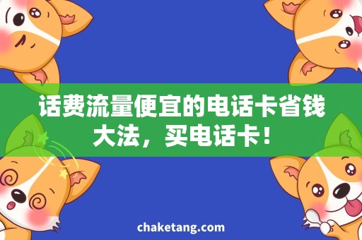 话费流量便宜的电话卡省钱大法，买电话卡！