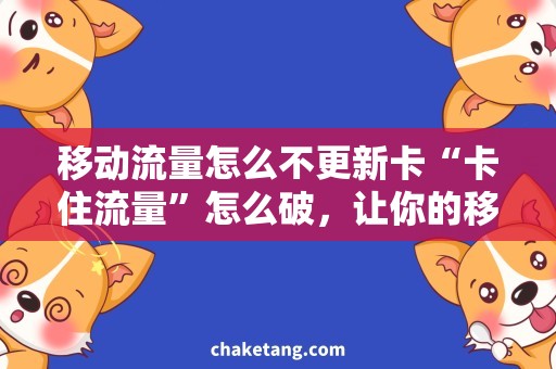 移动流量怎么不更新卡“卡住流量”怎么破，让你的移动流量畅游无阻