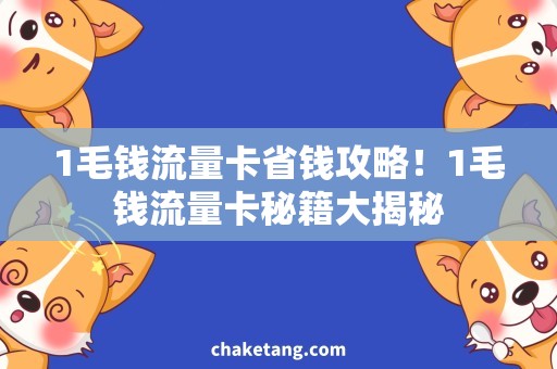 1毛钱流量卡省钱攻略！1毛钱流量卡秘籍大揭秘
