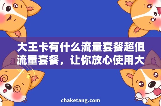 大王卡有什么流量套餐超值流量套餐，让你放心使用大王卡
