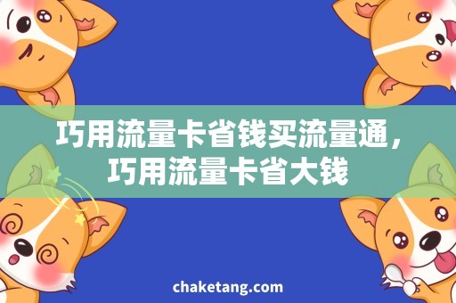 巧用流量卡省钱买流量通，巧用流量卡省大钱