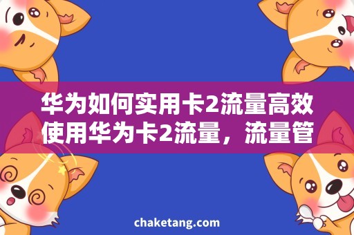 华为如何实用卡2流量高效使用华为卡2流量，流量管理小技巧大揭秘