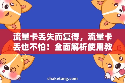 流量卡丢失而复得，流量卡丢也不怕！全面解析使用教程