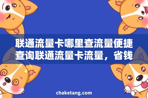 联通流量卡哪里查流量便捷查询联通流量卡流量，省钱实惠的使用技巧
