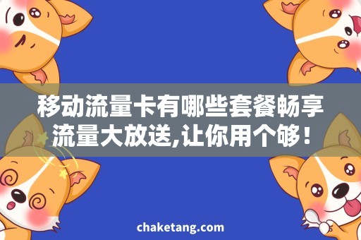 移动流量卡有哪些套餐畅享流量大放送,让你用个够！