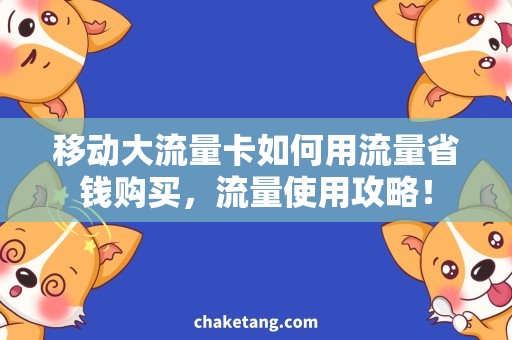 移动大流量卡如何用流量省钱购买，流量使用攻略！