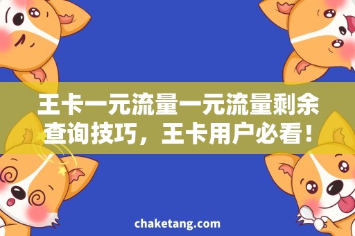 王卡一元流量一元流量剩余查询技巧，王卡用户必看！