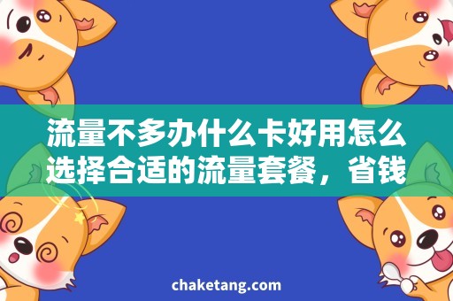 流量不多办什么卡好用怎么选择合适的流量套餐，省钱办卡？
