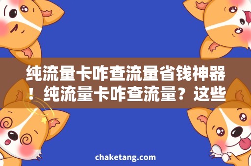 纯流量卡咋查流量省钱神器！纯流量卡咋查流量？这些小技巧绝不要错过！
