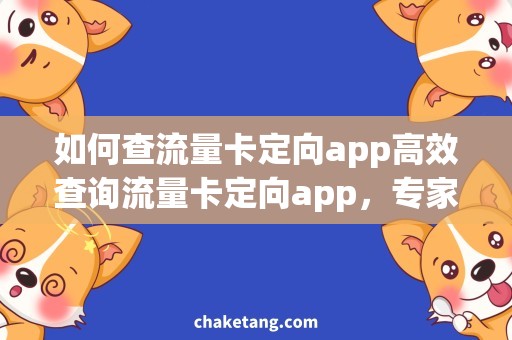 如何查流量卡定向app高效查询流量卡定向app，专家教你操作技巧