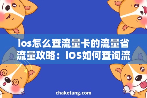 ios怎么查流量卡的流量省流量攻略：iOS如何查询流量卡余量？