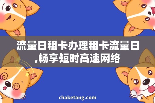 流量日租卡办理租卡流量日,畅享短时高速网络