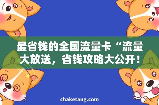 最省钱的全国流量卡“流量大放送，省钱攻略大公开！”